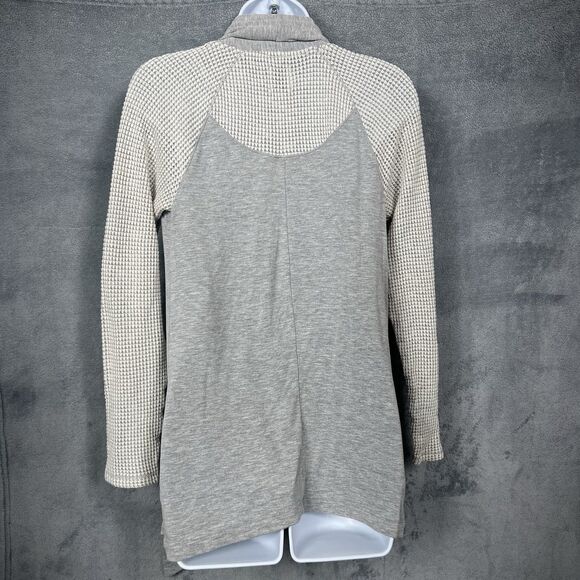 Lucky Lotus Open Front Waffle-Knit Drape Cardigan Gray Longline Women’s XS M - Picture 8 of 15